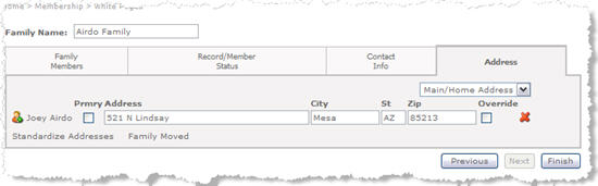 Address tab, no problem
