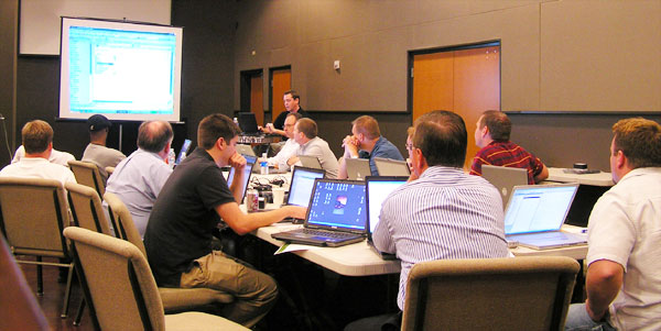 Caleb gives a workshop on developing custom modules. Caleb gives a workshop on developing custom modules.